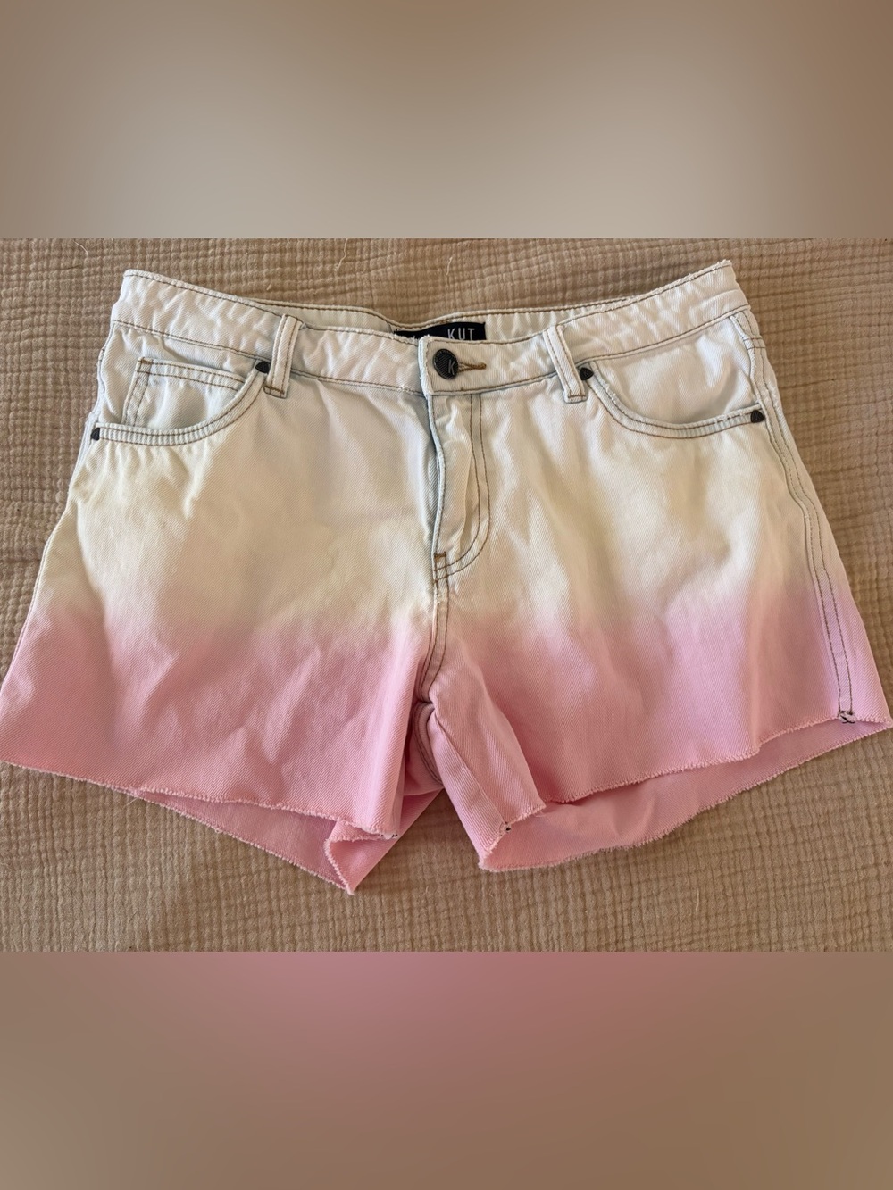 Kut from the Kloth White-to-Pink Ombre Denim Shorts